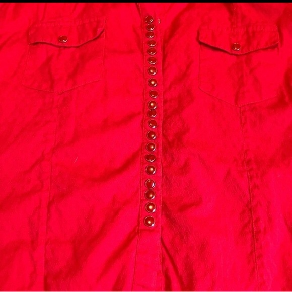 Scully- 100% cotton snap button down shirt western shirt in red - Picture 7 of 10